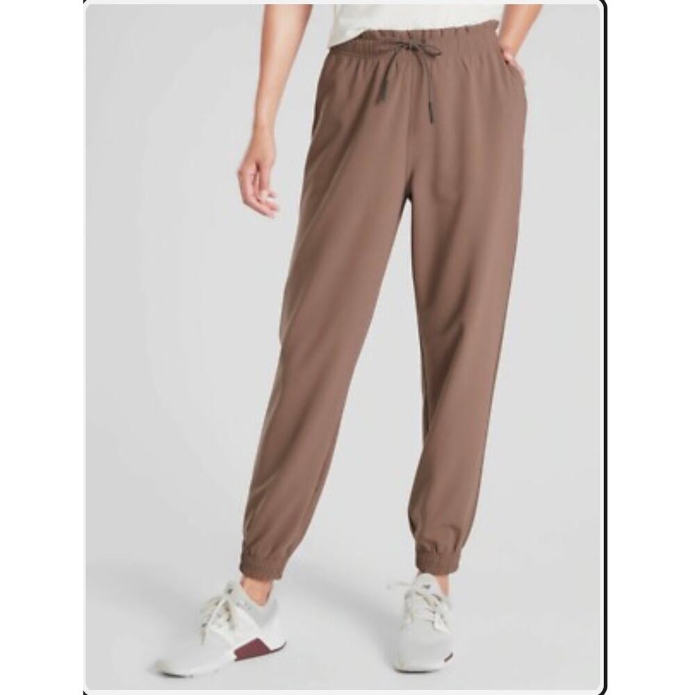 Athleta Metropolis Joggers Mineral Brown Travel Commute Lounge Size 6 Tall - Picture 7 of 11